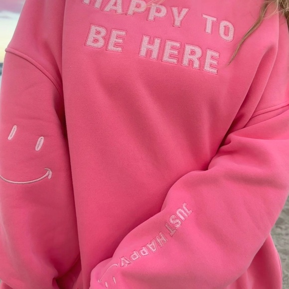 “Happy to Be Here” Oversized Plush Crewneck - Picture 2 of 3